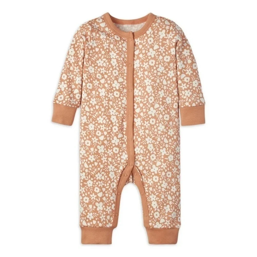 Modern Moments by Gerber Brown and White Long Sleeve Footless Onesie